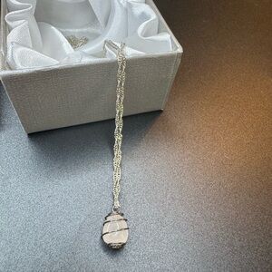 Wrapped Pink Quartz Necklace in Sterling Silver with Sterling Silver Chain